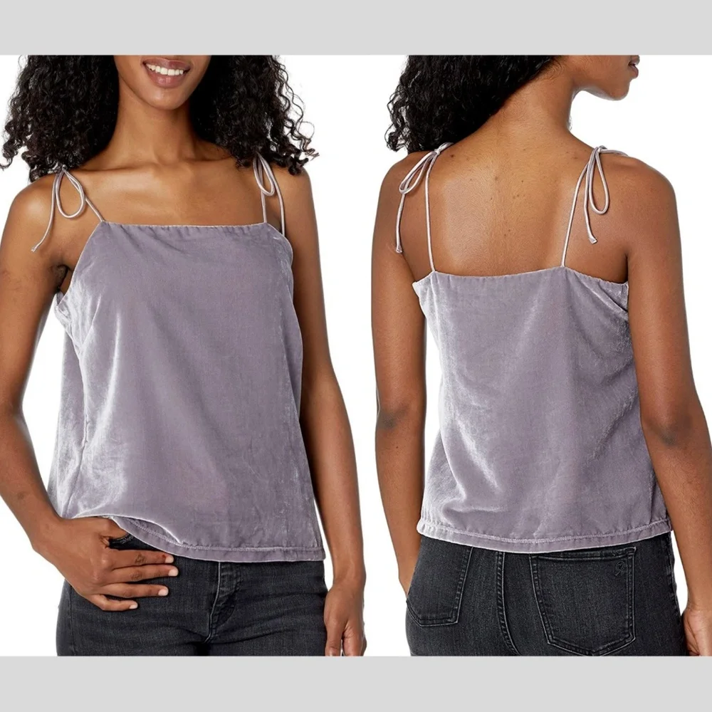 NWT $95 Cupcakes And Cashmere Janika Velvet Tank Top‎ Silver Mauve [ XS ]